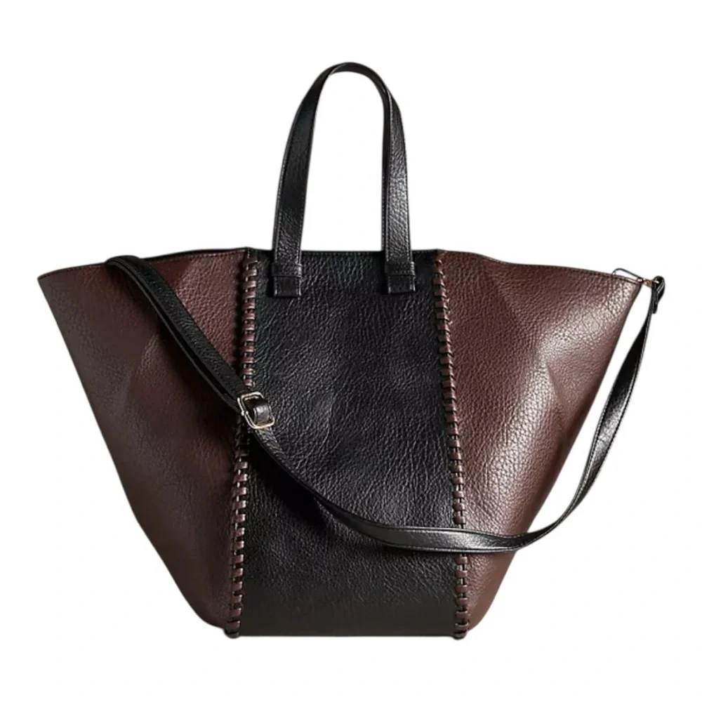 ANTHROPOLOGIE Two-Tone Satchel, Size OS.